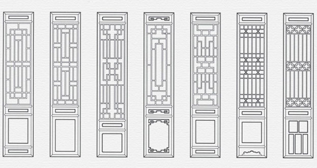 徽县常用中式仿古花窗图案隔断设计图